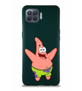 Oppo Reno 4 Lite Soft Premier Kapak Patrick Yıldız Tasarımlı Silikon Kılıf - Yeşil (Şeffaf)