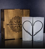 eJOYA Kişiye Özel Kutusunda 2'li Rakı Bardağı Hediye Seti 107190 (Krem)