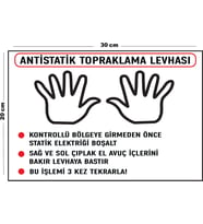 Metal Antistatik Topraklama Levhası 20cm x 30cm A4 Büyüklüğünde Uyarı Levhası Yönlendirme Tabelası