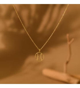 Kişiye Özel 925 Ayar Gümüş Beyzbol Topu Figürlü Kolye (Gold)