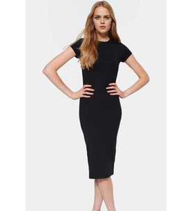 97 Pamuk 3 Elastan Kadın Bodycon Midi Elbise Rahat Esnek Örme Kumaş Şık Görünüm Konforlu Kesim