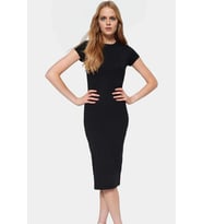 97 Pamuk 3 Elastan Kadın Bodycon Midi Elbise Rahat Esnek Örme Kumaş Şık Görünüm Konforlu Kesim
