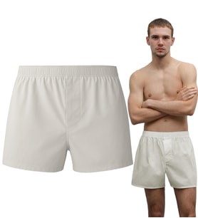 YohannesClub Poplin Boxer Erkek, (Tekli, 2'li, 3'lü ve 5'li Seçenekli) % 100 Pamuklu POPLİN Kumaş Boxer (Beyaz)