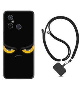 Xiaomi Redmi 12C Kılıf Silikon Boyun Askılı İpli Desenli Silikon Black Eyes 1644