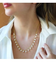 Sıra incili Gold Trend Gümüş Kolye
