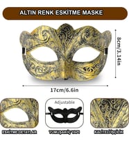 Altın Renk Eskitme Maskeli B Maskesi – Venedik Tarzı Parti Maskesi