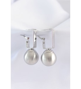 Pirinç Gümüş Renk Dikdörtgen Detay Oval Küpe TJ-BKP8914