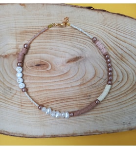 Baby Kahverengi Boncuk Fimo Kolye Renkli Kadın Kolye PYTKFIMOKLYE0140
