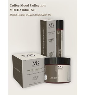 Mocha Ritüel İkili Set – Mocha Soy Wax Mum (100 g) + Deep Aroma Roll-On (10 ml)