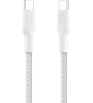 Eco Örgülü USB-C - USB-C Kablosu, 1 m, 240 W, Yumuşak, Esnek Hızlı Şarj Kablosu, iPhone 16, Galaxy S25, Pixel 9, MacBook, iPad Pro ve Daha Fazlası için Tip-C Şarj Kablosu - Beyaz (USB 2.0)