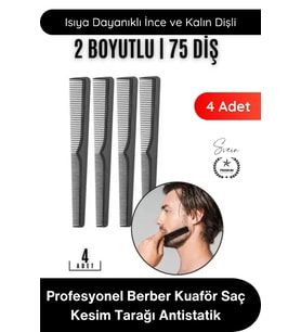 #Tarak Profesyonel Berber Kuaför Saç Kesim Tarağı Siyah Karbon Antistatik Isıya Dayanıklı İnce Kalın