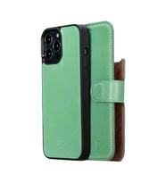 Bouletta Apple iPhone 13 Pro Uyumlu Deri Cüzdanlı Kılıf NU6 Yeşil