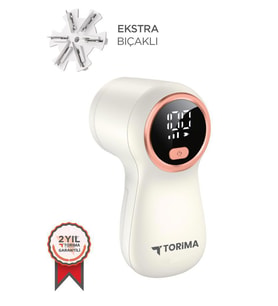 Torima Dijital Ekranlı M118 Exstra Bıçaklı Şarjlı Tüy Temizleme ve Tiftik Temizleme Makinesi (Beyaz)