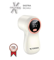 Torima Dijital Ekranlı M118 Exstra Bıçaklı Şarjlı Tüy Temizleme ve Tiftik Temizleme Makinesi (Beyaz)