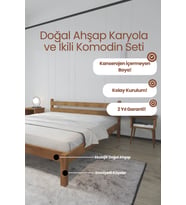 Letto Model Masif Ahşap Karyola ve 2 Adet Komodin Kolay Kurulum Fırınlanmış İthal Sibirya Çamı 120x200 Yatak Uyumlu 2 Adet Komodin