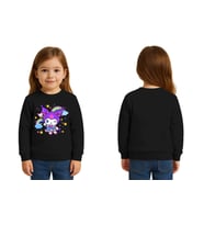Unisex Kuromi Baskılı Çocuk Swaetshirt 3 İplik Şardonlu (Siyah)