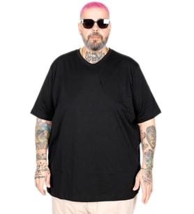 Mode XL Büyük Beden Erkek Tshirt V Yaka 20032 Siyah