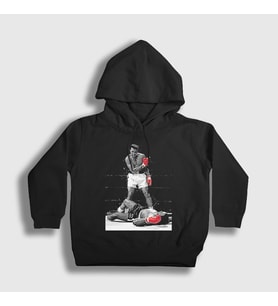 Presmono Unisex Çocuk Siyah Ring Boxing Boks Muhammed Ali Kapüşonlu Sweatshirt 315920tt