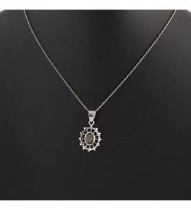 Peridot Doğal Taşlı 925 Ayar Gümüş Kolye