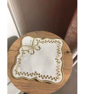 NİVEMESHOME KELEBEK GOLD KARE (6 ADET) KETEN KOKTEYL PEÇETESİ KAHVE YANI SUNUMLUK
