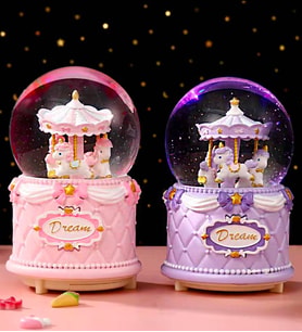 Atlı Karınca Kar Küresi Pembe & Mavi Atlı Karınca Işıklı Müzikli Kar Küresi (Pudra Pembe)