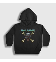 Presmono Unisex Çocuk Siyah Skull Iron Maiden Kapüşonlu Sweatshirt 87027tt