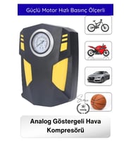 #Kompresör Profesyonel Analog Göstergeli Hava Kompresörü 12V Araç Çakmaklık Lastik Şişirme Güçlü Mot