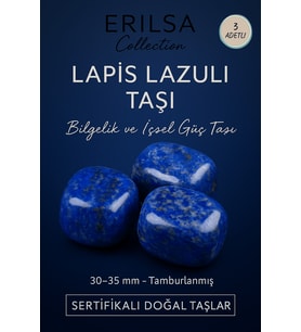 Sertifikalı Lapis Lazuli Taşı Doğal Taş Kütle – Bilgelik ve İçsel Güç – 30-35 mm 3 Adetli (Çok Renkli)