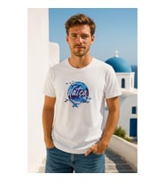 Erkek Bisiklet Yaka %100 Pamuk Datça Baskılı Kısa Kollu T-shirt