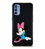 Oppo Reno 4 Soft Premier Kapak Minnie Mouse-E Tasarımlı Silikon Kılıf - Siyah (Şeffaf)
