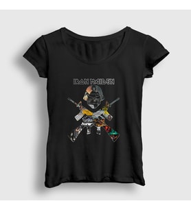 Presmono Kadın Siyah Soldier V2 Iron Maiden T-Shirt 293870tt