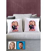 Sevgiliye Romantik Yıldönümü Hediyesi Karikatürlü İkili Yastık