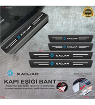 Renault  Kadjar Logolu Karbon Kapı Eşiği Koruyucu Suni Deri 4'lü Set