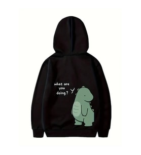 Sevgililer Günü Baskılı Oversize Kapüşonlu Sweatshirt Hoodie - Siyah