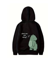 Sevgililer Günü Baskılı Oversize Kapüşonlu Sweatshirt Hoodie - Siyah