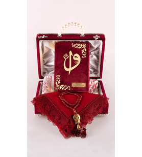 KADİFE ÇANTALI ORTA BOY KURANI KERİM (BORDO)
