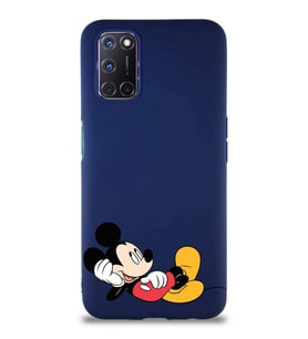Oppo A72 Soft Premier Kapak Mickey Mouse-F Tasarımlı Silikon Kılıf - Lacivert (Şeffaf)