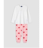 LC WAIKIKI Pembe Kalp Desenli Kız Çocuk Pijama Takımı