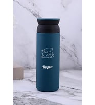 Kişiye Özel 500 ML Paslanmaz Çelik Bubu Dudu Baskılı Termos  8 Saat Isı Koruma  Kahve ve Çay Termosu (Mavi)