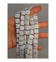 Bileklik Boy Havlit Taşı Yandan Oyuklu Kare Kesim 10x10mm Yarım Dizi (49570) (18CM UZUNLUĞUNDADIR)