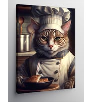 Kanvas Tablo Aşçı Kedi