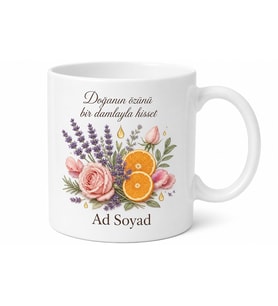 Aromaterapi Uzmanına Esansiyel Yağlar Lavanta Gül Portakal Baskılı Kupa Hediye Bardak