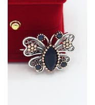 Safir Taşlı Kelebek Model Telkari Gümüş Kadın Broş 201025416