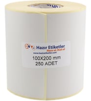 100mm x 200mm Ruloda 250 Adet 40mm Kuka Çapında Direk Termal Transfer Etiketi