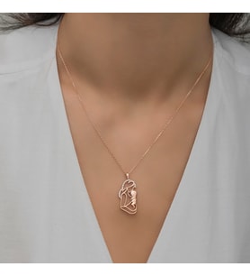 Anne Bebek Rose Kolye-925 Ayar Gümüş