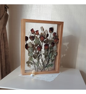 Ledli BAMBU  30x40 cm Çift Yönlü Anı Çerçevesi! Gül Kutusu Şeffaf Gül Kutusu