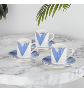 GÜRAL PORSELEN Camelia 4 Parça 2 Kişilik Kahve Fincan Takımı 62452 Lacivert