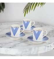 GÜRAL PORSELEN Camelia 4 Parça 2 Kişilik Kahve Fincan Takımı 62452 Lacivert