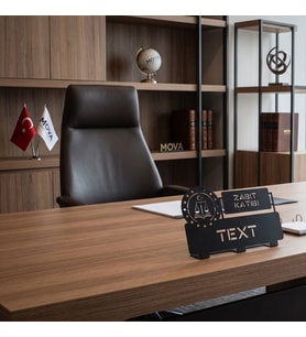 Kişiye Özel Zabit Katibi Metal Masa İsimliği Adliye Personeli Yeni İş Atama Hediyesi