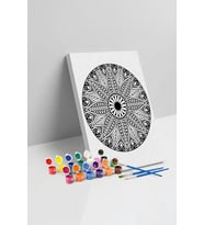 Çiçek Motifli Mandala Tuval Boyama Seti 40x50 cm